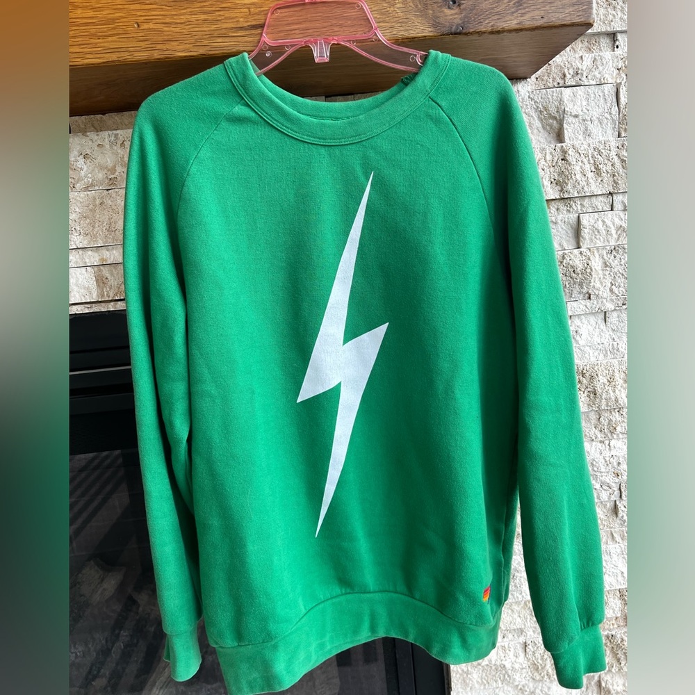 Aviator Nation Bolt Crew Sweatshirt - Kelly Green/White (Unisex S)